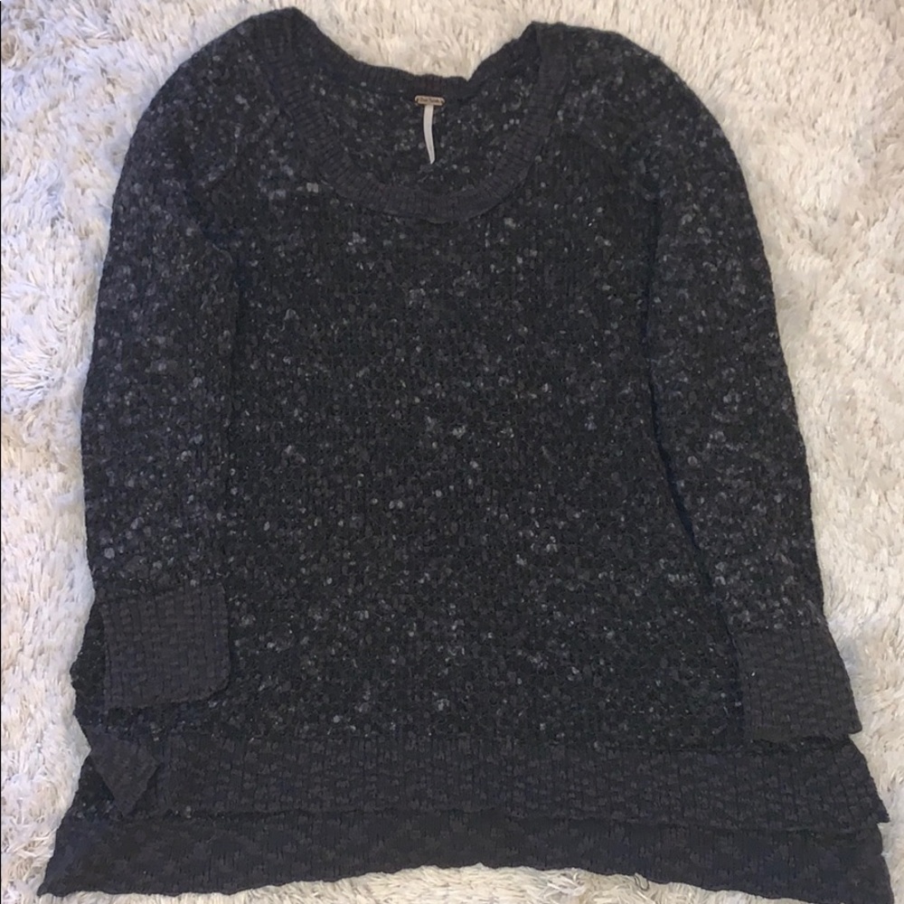 Free People Black and Grey Sweater